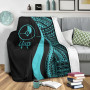 Yap Premium Blanket - Turquoise Polynesian Tentacle Tribal Pattern 4