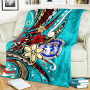 Northern Mariana Islands Premium Blanket - Tribal Flower With Special Turtles Blue Color 2