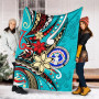 Northern Mariana Islands Premium Blanket - Tribal Flower With Special Turtles Blue Color 6