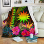 Nauru Polynesian Personalised Premium Blanket -  Hibiscus and Banana Leaves 1