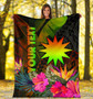 Nauru Polynesian Personalised Premium Blanket -  Hibiscus and Banana Leaves 5