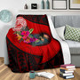 American Samoa Premium Blanket - Polynesian Hook And Hibiscus (Red) 3