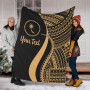 Chuuk Custom Personalised Premium Blanket - Gold Polynesian Tentacle Tribal Pattern 1