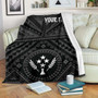 Kosrae Personalised Premium Blanket - Kosrae Flag In Polynesian Tattoo Style (Black) 4