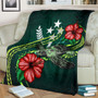 Kosrae Polynesian Premium Blanket - Green Turtle Hibiscus 2