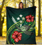 Kosrae Polynesian Premium Blanket - Green Turtle Hibiscus 5