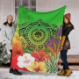 Fsm Polynesian Premium Blanket - Manta Ray Tropical Flowers (Green) 5