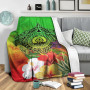 Vanuatu Premium Blanket - Manta Ray Tropical Flowers (Green) 1