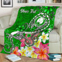 Pohnpei Custom Personalised Premium Blanket - Turtle Plumeria (Green) 1