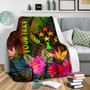 Kosrae Polynesian Personalised Premium Blanket -  Hibiscus and Banana Leaves 3