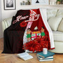 Fiji Polynesian Custom Personalised Premium Blanket - Coat Of Arm With Hibiscus 1