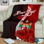 Fiji Polynesian Custom Personalised Premium Blanket - Coat Of Arm With Hibiscus 3