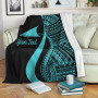 Tokelau Custom Personalised Premium Blanket - Turquoise Polynesian Tentacle Tribal Pattern 2