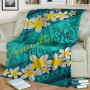 Vanuatu Polynesian Blanket - Plumeria With Blue Ocean 3