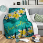 Vanuatu Polynesian Blanket - Plumeria With Blue Ocean 4