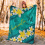 Vanuatu Polynesian Blanket - Plumeria With Blue Ocean 5