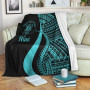 Niue Premium Blanket - Turquoise Polynesian Tentacle Tribal Pattern 2