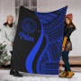 Palau Premium Blanket - Blue Polynesian Tentacle Tribal Pattern Crest 1