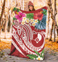 Yap Polynesian Premium Blanket - Summer Plumeria (Red) 4