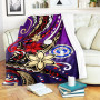 Northern Mariana Islands Premium Blanket - Tribal Flower With Special Turtles Purple Color 1