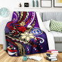 Northern Mariana Islands Premium Blanket - Tribal Flower With Special Turtles Purple Color 3