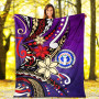 Northern Mariana Islands Premium Blanket - Tribal Flower With Special Turtles Purple Color 5