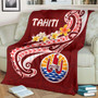 Tahiti Premium Blanket - Tahiti Seal Polynesian Patterns Plumeria 2