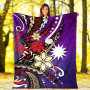 Nauru Premium Blanket - Tribal Flower With Special Turtles Purple Color 5