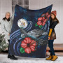 Niue Polynesian Premium Blanket - Blue Turtle Hibiscus 6