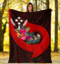 Kosrae Premium Blanket - Polynesian Hook And Hibiscus (Red) 5