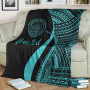 Palau Custom Personalised Premium Blanket - Turquoise Polynesian Tentacle Tribal Pattern Crest 3