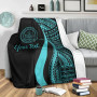 Palau Custom Personalised Premium Blanket - Turquoise Polynesian Tentacle Tribal Pattern Crest 4