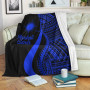 Marshall Islands Premium Blanket - Blue Polynesian Tentacle Tribal Pattern 2