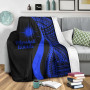 Marshall Islands Premium Blanket - Blue Polynesian Tentacle Tribal Pattern 4