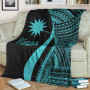 Nauru Premium Blanket - Turquoise Polynesian Tentacle Tribal Pattern 3