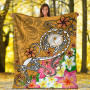 Kosrae Premium Blanket - Turtle Plumeria (Gold) 6