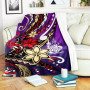 New Caledonia Premium Blanket - Tribal Flower With Special Turtles Purple Color 1