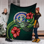 Northern Mariana Islands Polynesian Premium Blanket - Green Turtle Hibiscus 6