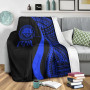 Federated States of Micronesia Premium Blanket - Blue Polynesian Tentacle Tribal Pattern 4