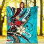 Chuuk State Premium Blanket - Tribal Flower With Special Turtles Blue Color 5