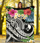 Yap Polynesian PREMIUM BLANKET - Summer Plumeria (Black) 5