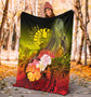 Tahiti Premium Blanket - Humpback Whale with Tropical Flowers (Yellow) 4