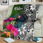Palau Premium Blanket - Turtle Plumeria Banana Leaf Crest 2