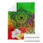 Samoa Premium Blanket - Manta Ray Tropical Flowers (Green) 6