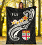 Fiji Premium Blanket- Fiji Seal  Polynesian Patterns Plumeria  (Black) 5