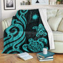 Marshall Islands Premium Blanket - Turquoise Tentacle Turtle Crest 1