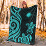 Marshall Islands Premium Blanket - Turquoise Tentacle Turtle Crest 6