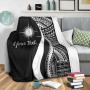 Marshall Islands Custom Personalised Premium Blanket - White Polynesian Tentacle Tribal Pattern 4