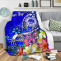 FSM Custom Personalised Premium Blanket - Turtle Plumeria (Blue) 3