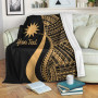 Nauru Custom Personalised Premium Blanket - Gold Polynesian Tentacle Tribal Pattern 2